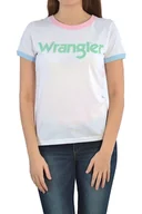 Koszulki i topy damskie - WRANGLER RINGER TEE REAL WHITE LOGO T-SHIRT DAMSKI - miniaturka - grafika 1