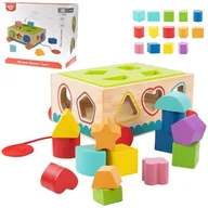 Sortery dla dzieci - TOOKY TOY Drewniany Sorter Wózek Klocki 16 el. - miniaturka - grafika 1