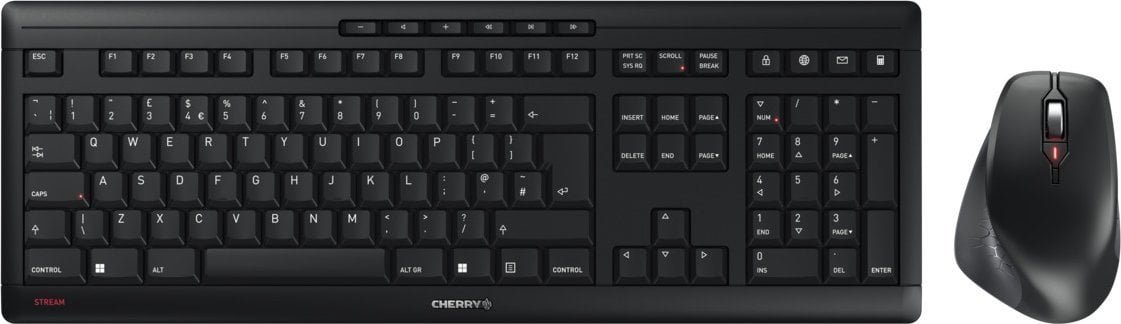 Klawiatura + mysz Cherry CHERRY JD-8550GB-2 klawiatura Dołączona myszka Dom/Biuro RF Wireless QWERTY Angielski Czarny
