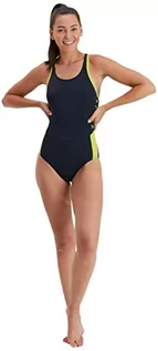Stroje kąpielowe - Speedo Damski strój kąpielowy z logo Boom Splice Muscleback Granatowy/zielony 38-40 812900G721 - grafika 1