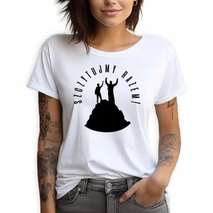 Koszulka Damska T-SHIRT Biały roz.S SZCZYTUJMY RAZEM Śmieszne Górskie Wzory - Zestawy upominkowe - miniaturka - grafika 1