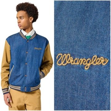 Wrangler Varsity Jacket ocieplana bawełniana kurtka jeansowa bomberka L