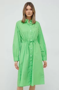 Tommy Hilfiger sukienka bawełniana kolor zielony mini prosta - Sukienki - miniaturka - grafika 1