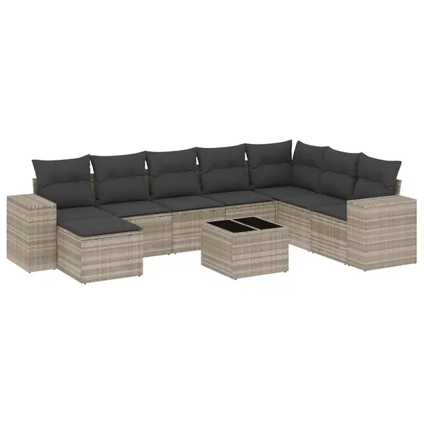 Modułowy zestaw wypoczynkowy z jasnoszarego rattan PE, wymiary: 62x62x69 c