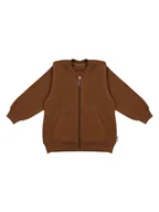 Bluzy dla chłopców - Chłopięca bluza bomberka ze stójką brązowa Nicol,r.140 - miniaturka - grafika 1