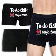 Majtki damskie - BOKSERKI CZARNE Prezent Walentynki Rocznicę Męża TO DO LIST: MOJA ŻONA XL - miniaturka - grafika 1