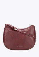 Torebki damskie - Półokrągła torebka na ramię z imitacji skóry bordowa - miniaturka - grafika 1