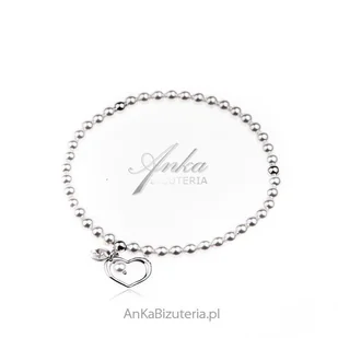 ankabizuteria.pl Bransoletka srebrna SERDUSZKO perły Swarovski - Bransoletki - miniaturka - grafika 1
