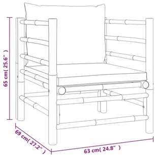 8-cz. zestaw mebli do ogrodu, poduszki w kolorze taupe, bambus vidaXL - Meble ogrodowe - miniaturka - grafika 12
