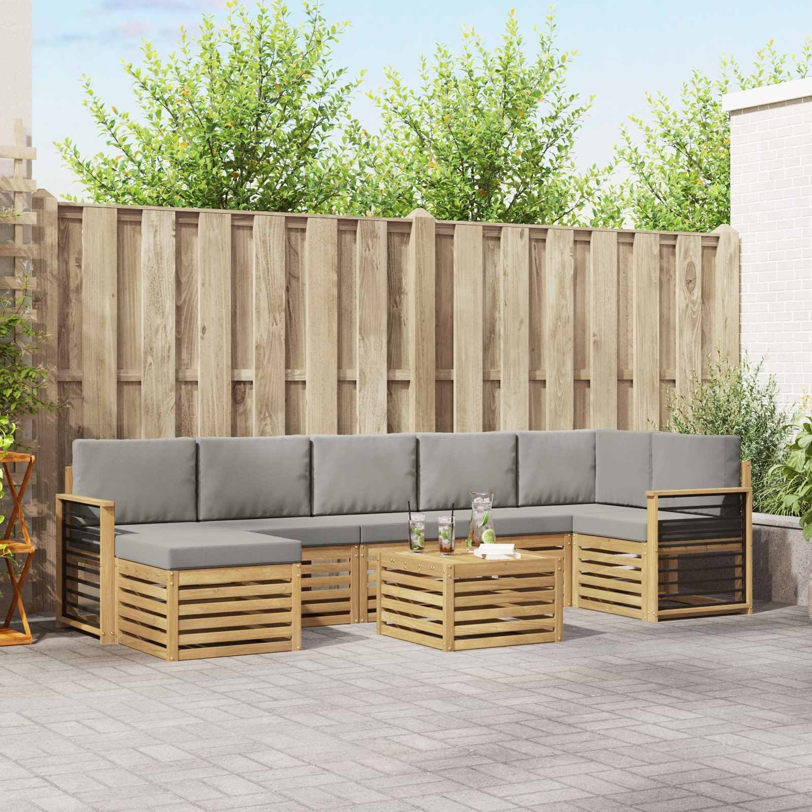vidaXL Zestaw sof na zewnątrz 8 pcs Biały i jasnoszary 59 x 59 x 37 cm