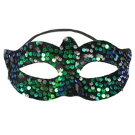 Dodatki do strojów karnawałowych - Maska wenecka z cekinami - ciemna - miniaturka - grafika 1