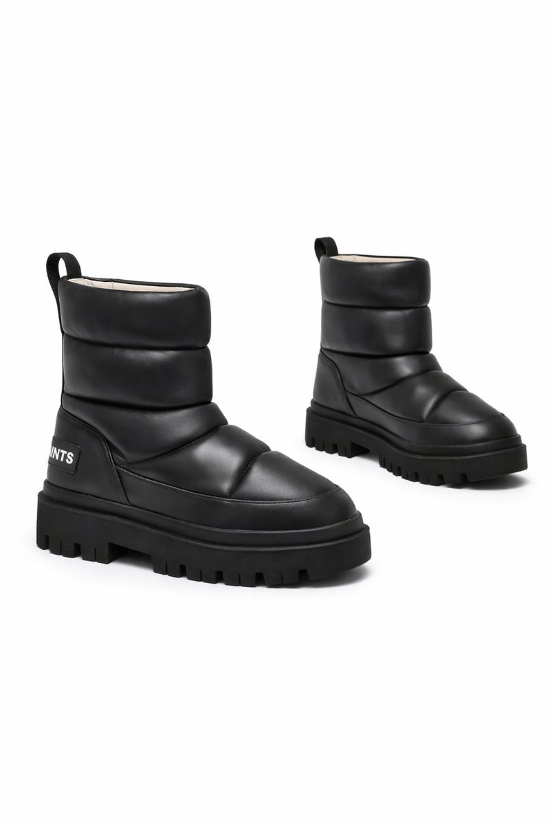 ALLSAINTS CZARNE ŚNIEGOWCE Z PIKOWANĄ CHOLEWKĄ SKÓRZANE 37 1I4A