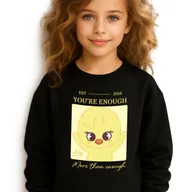 Bluzy dla dziewczynek - Bluza Dziecięca Czarna YOU'RE ENOUGH Prezent Muzyka Zespół KPOP Wz - 164 cm - miniaturka - grafika 1