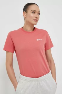 Koszulki sportowe damskie - Jack Wolfskin t-shirt bawełniany kolor różowy - grafika 1
