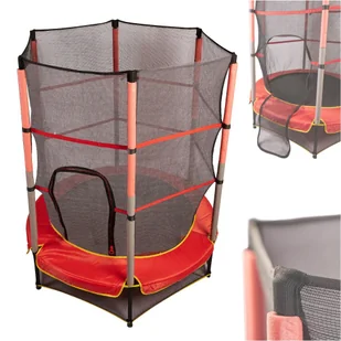 Trampolina ogrodowa dla dzieci siatka 140x140x160cm czerwona - Trampoliny - miniaturka - grafika 3