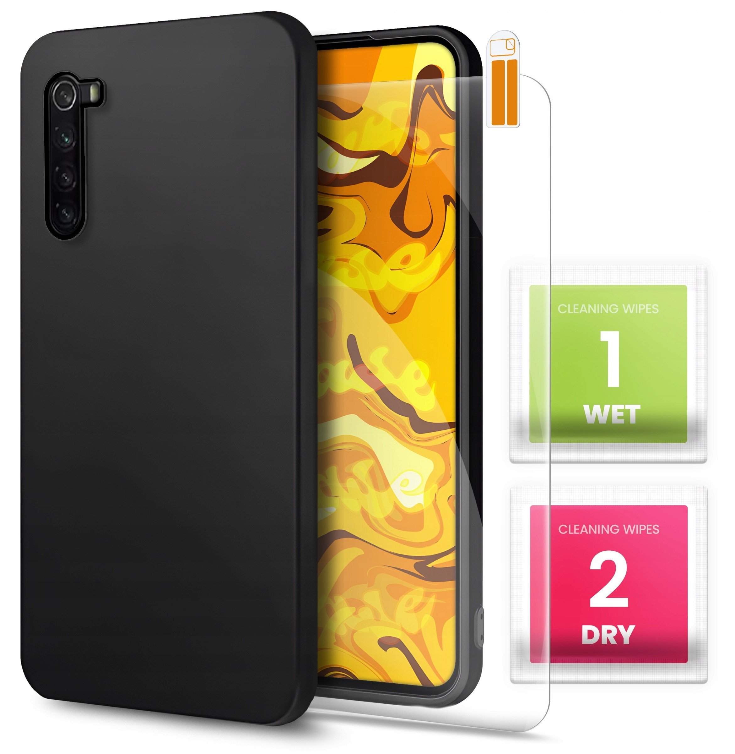 ETUI DO XIAOMI REDMI NOTE 8 OBUDOWA CZARNE MATOWE SILIKON POKROWIEC SZKŁO