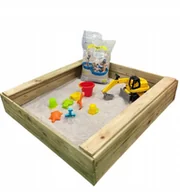 Place zabaw - Piaskownica Drewniana Ogrodowa Ławeczki Solidna 100x100x21cm - miniaturka - grafika 1