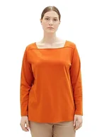 Koszulki i topy damskie - TOM TAILOR Damska koszulka z długim rękawem Plussize, 19772 - Gold Flame Orange, 44 - miniaturka - grafika 1