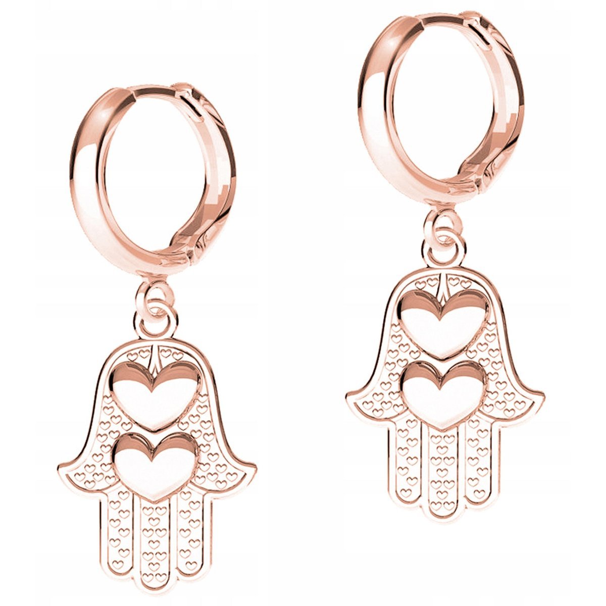 Kolczyki Pozłacane Ręce Opatrzności Ręka Serca Oko Serduszka SREBRO 925