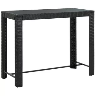 vidaXL Ogrodowy stolik barowy, czarny, 140,5x60,5x110,5 cm, rattan PE - Stoły ogrodowe - miniaturka - grafika 1