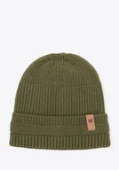 Czapki damskie - Czapka zimowa z wywijanym brzegiem zielona - miniaturka - grafika 1