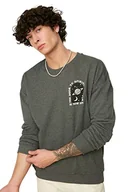Bluzy męskie - TRENDYOL Męska bluza - szara - regularna, Antracyt, L - miniaturka - grafika 1