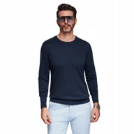 Swetry męskie - Męski sweter z okrągłym dekoltem - granatowy V1 OM-SWSW-0183 r. XXL - miniaturka - grafika 1