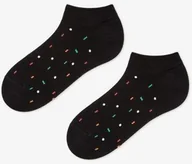 Skarpetki męskie - Stopki męskie czarne w geometryczny kolorowy wzór Geometric Marilyn - miniaturka - grafika 1