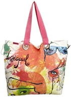 Torebki damskie - Desigual Paski 21 x 5058, damska torba na zakupy 55 x 39 x 15 cm (szer. x wys. x gł.), Czerwony Fucsia 3002, 55x39x15 cm (B x H x T) - miniaturka - grafika 1
