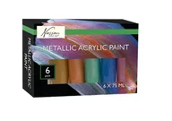 Etykiety samoprzylepne i bloki etykiet - Akrylowe farby metaliczne 6 x 75ml. w pudełku - miniaturka - grafika 1