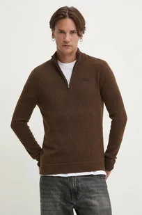 Superdry sweter z domieszką wełny męski kolor brązowy z półgolfem M6110640A-CHB - Swetry męskie - miniaturka - grafika 1