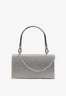 Torebki damskie - Srebrna Mała Torebka w Cyrkonie z Rączką Crownia - miniaturka - grafika 1