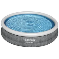 Baseny ogrodowe - Bestway 57443 Basen rozporowy Fast Set z dmuchanym pierścieniem Szary 3.66m x 76cm - miniaturka - grafika 1