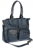 Torebki damskie - Torebka Damska Shopper duża pojemna A4 Listonoszka na Ramię MC375 Granatowa - miniaturka - grafika 1