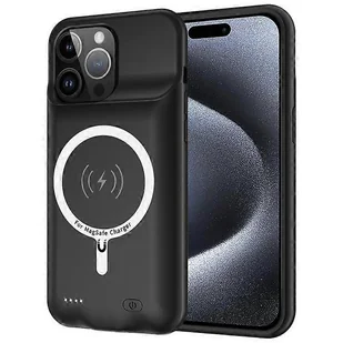 Etui na baterie G98S kompatybilne z iPhone 15 Pro Max, przenośne etui na telefon z ładowaniem 8500 mAh Power Bank kompatybilne z Magsafe Czarny - Etui i futerały do telefonów - miniaturka - grafika 1