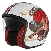 Kaski motocyklowe - PREMIER HELMET VINTAGE PIN UP STARY STYL SILVER SZARY/CZERWONY/BLU, L - miniaturka - grafika 1