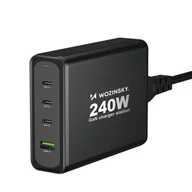 Ładowarki do telefonów - Ładowarka sieciowa GaN 240W USB-A 3x USB-C czarna - miniaturka - grafika 1