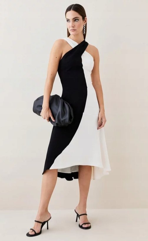 KAREN MILLEN SUKIENKA KOKTAJLOWA MIDI 40 1YŁF