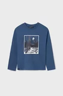 Bluzki dla chłopców - Mayoral longsleeve bawełniany dziecięcy kolor niebieski z nadrukiem - miniaturka - grafika 1