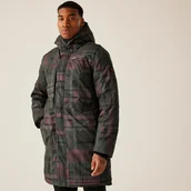 Kurtki i kamizelki sportowe męskie - Regatta Christian Lacroix Męska kurtka przeciwdeszczowa ocieplana długa Lauris Czarny w kratę, Rozmiar: XL - miniaturka - grafika 1