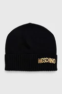 Czapki damskie - Moschino czapka wełniana kolor czarny wełniana - miniaturka - grafika 1