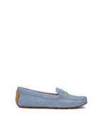 Mokasyny damskie - Mokasyny z niebieskiej tkaniny typu denim - miniaturka - grafika 1