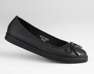 Baleriny - Baleriny damskie GOODIN GD-XR-392A skóra czarne kokardka klasyczne eleganckie 37 - miniaturka - grafika 1