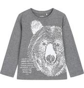 Moda i Uroda OUTLET - T-shirt z długim rękawem dla chłopca, z niedźwiedziem, szary 4-8 lat - miniaturka - grafika 1