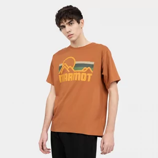Koszulki sportowe męskie - Męski t-shirt z nadrukiem MARMOT Coastal Tee - pomarańczowy - grafika 1