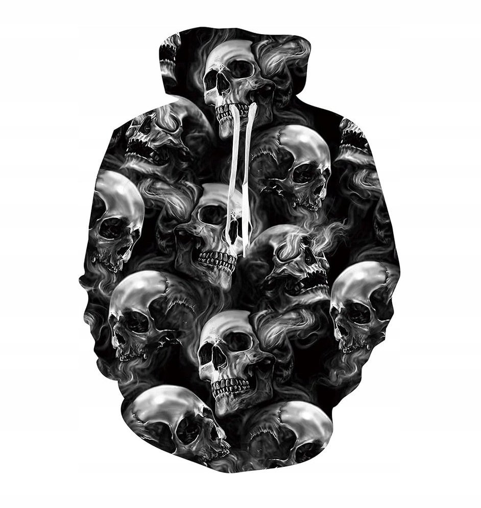 BLUZA CZASZKI DAMSKA MĘSKA unisex z kapturem L czaszka 3D hoodie emo