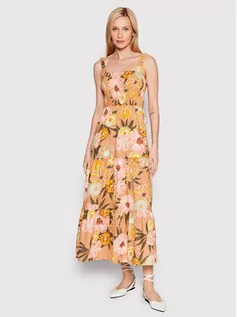 Sukienki - Roxy Sukienka letnia Sunnier Shores URJWD03116 Beżowy Regular Fit - grafika 1