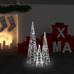 vidaXL vidaXL Zestaw stożków dekoracyjnych, akryl, okrągłe, zimne białe LED - Oświetlenie świąteczne - miniaturka - grafika 1
