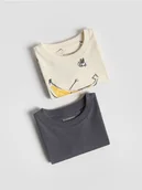 Bluzki dla niemowląt - Reserved - Bawełniany t-shirt 2 pack - złamana biel - miniaturka - grafika 1