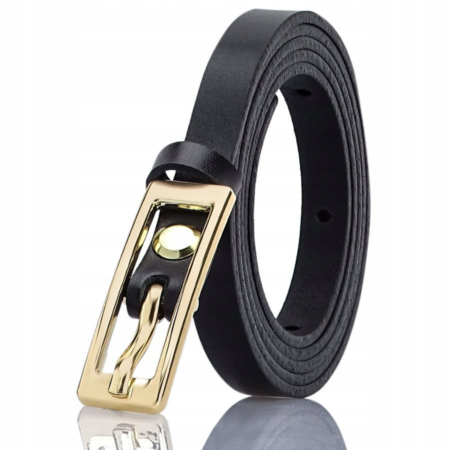 PASEK czarny do SUKIENKI Klasyczny SKÓRZANY 100cm